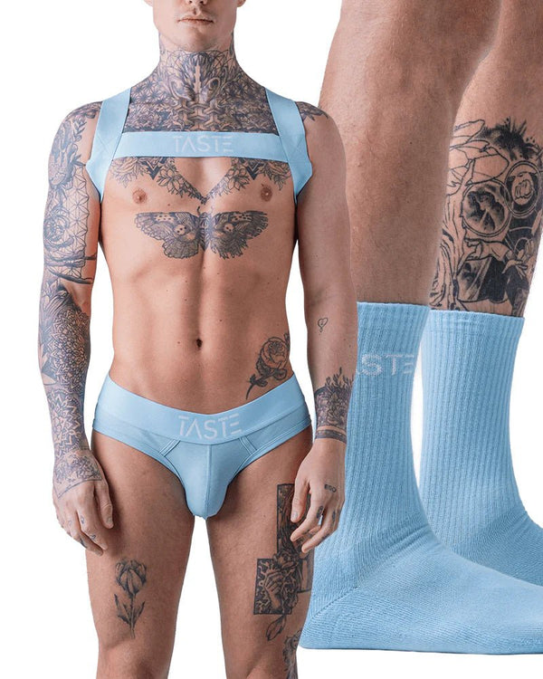 TASTE | Candy Blue Briefs, Harness & Socks Set