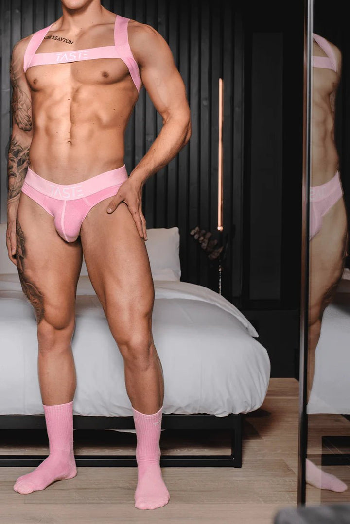 TASTE | Candy Pink Briefs, Harness & Socks Set